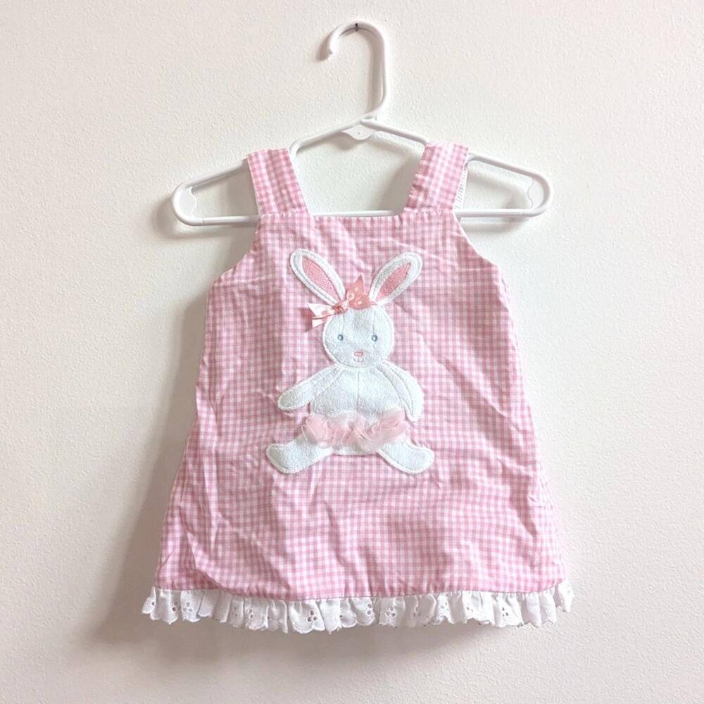 The Bailey Boys Dress Baby Girls Sz 12m Reversible Bunny Bow Preppy